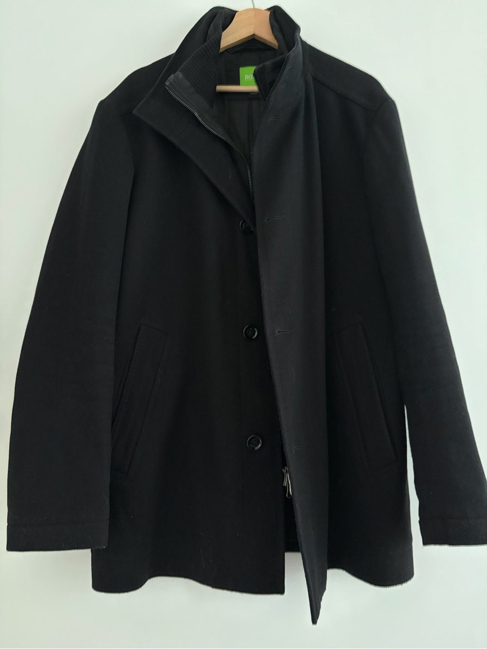 Hugo Boss Black Wool Coat Overcoat - 42R - Large